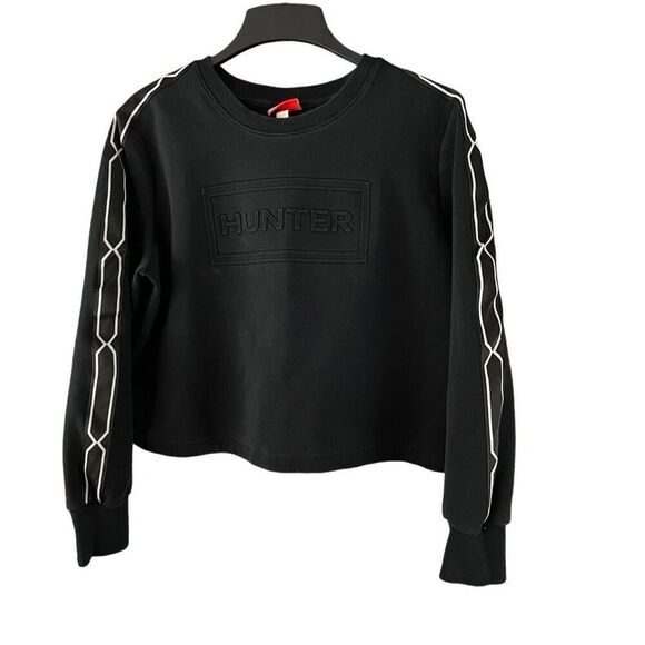 Hunter x Target Cropped Embossed Logo Sweatshirt Black White Large - Picture 1 of 5